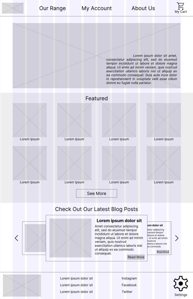 'Bouquet Boutique' - desktop - homepage - digital wireframe