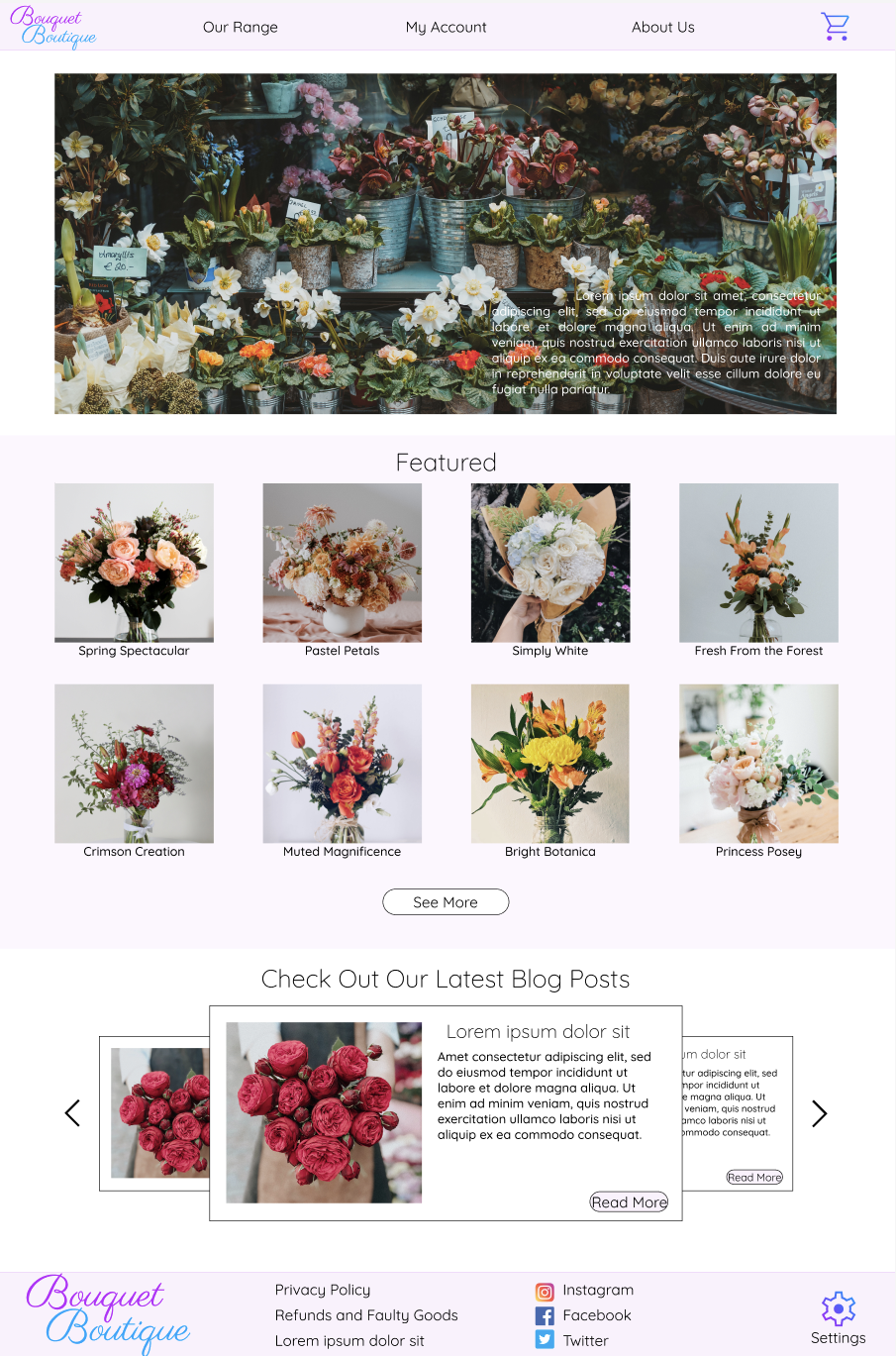 'Bouquet Boutique' desktop website