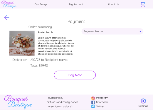 'Bouquet Boutique - Desktop - Payment Delivery - Mockup