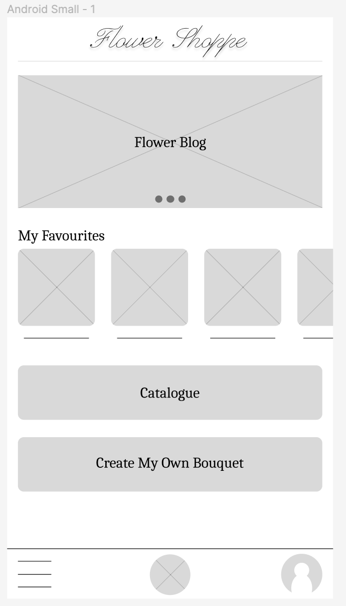 Flower Shoppe - homepage - digital wireframe