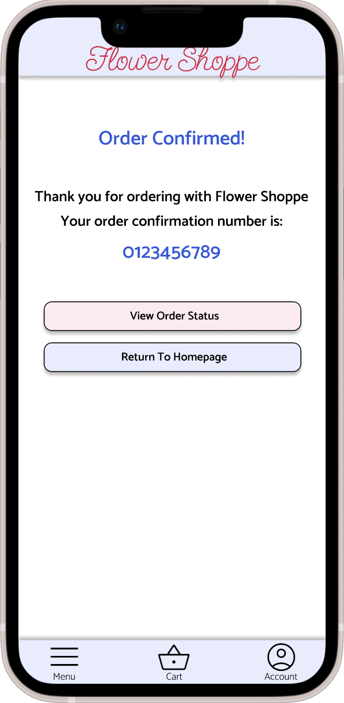 Flower Shoppe - order confirmation page - mockup