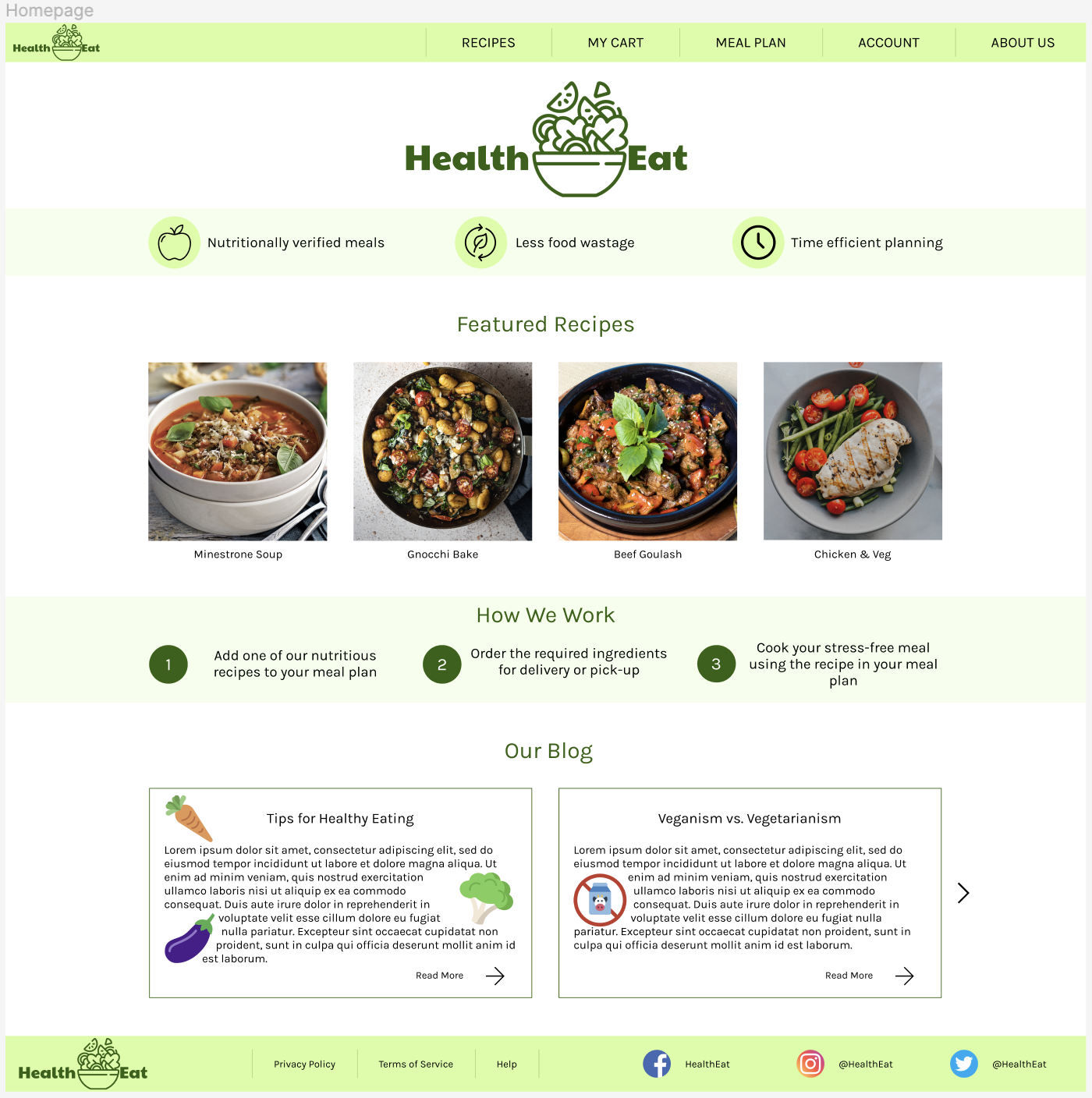 HealthEat - homepage - desktop - mockup