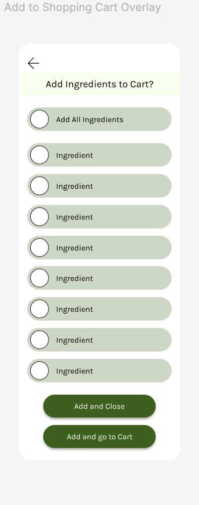 HealthEat - add to chopping cart overlay - mockup - version 2