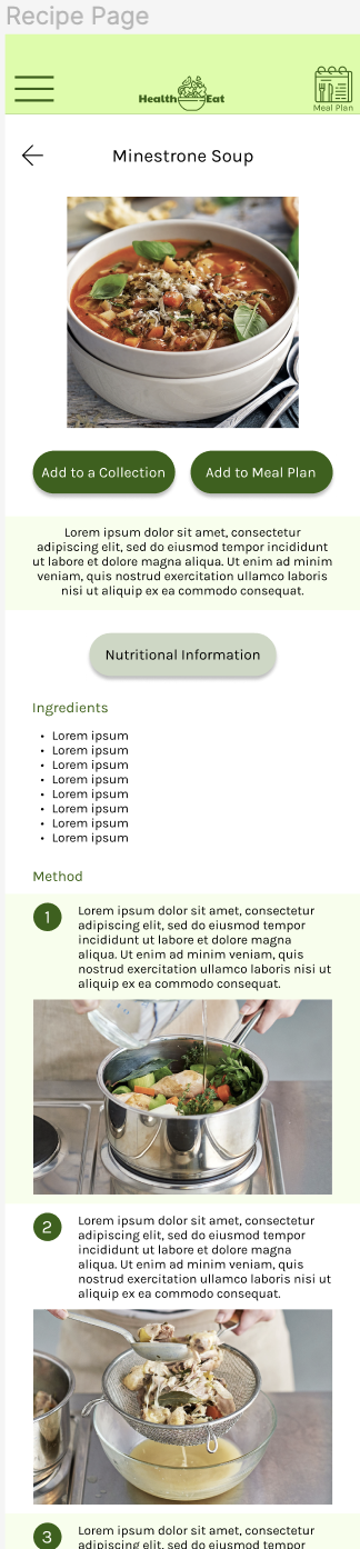 HealthEat - recipe page - mockup - version 2 - 1